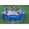 Piscina Intex Metal Frame, redonda, azul, 366x76cm, incluye bomba depuradora 12V