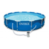 Piscina Intex Metal Frame, redonda, azul, 366x76cm, incluye bomba depuradora 12V