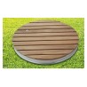 Garden shower / floor shower round wood