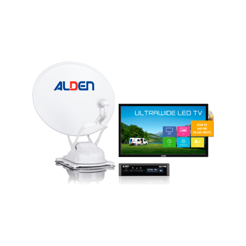 Alden Onelight 60 HD EVO Ultrawhite Vollautomatische Satellitenanlage inkl. 19 Zoll Ultrawide LED TV