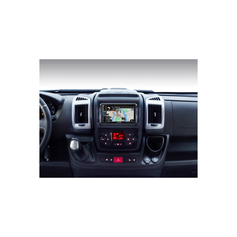 6.5" Alpine All-In One navigation system with CD/DVD drive for Ducato 7 that includes installation kit and LFB interface